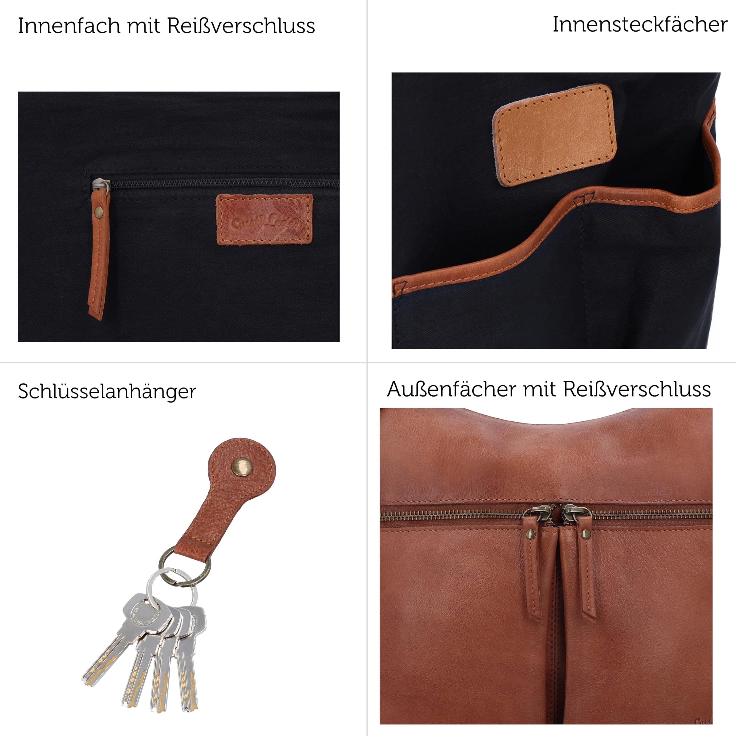Gusti Leder Handtasche Elice - Handtasche mit mehreren Innenfächern