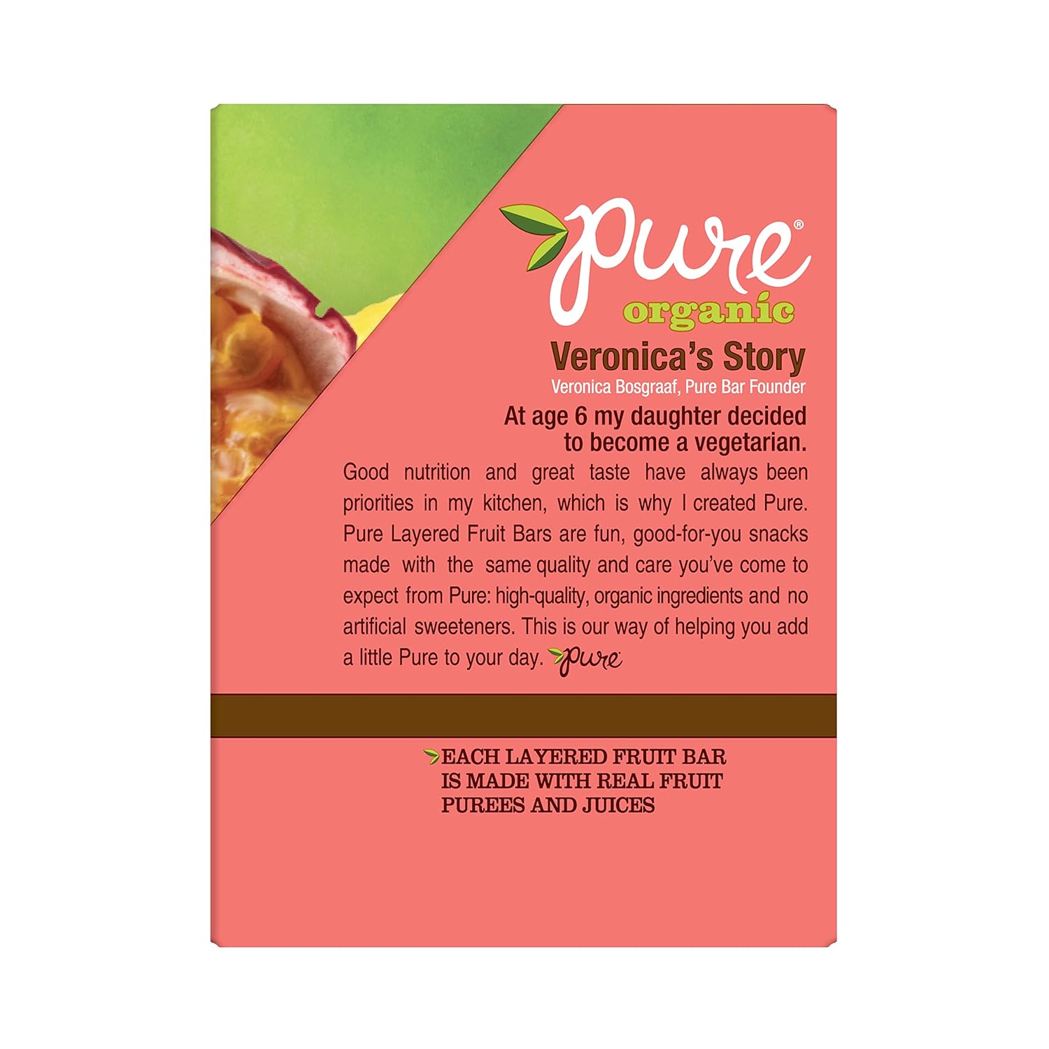 Pure Organic Layered Fruit Bars, Gluten Free and Vegan, Kids Fruit Snacks, Pineapple Passionfruit, 12.6oz Box (20 Bars)