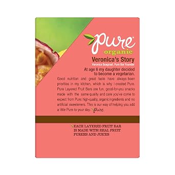Pure Organic Layered Fruit Bars, Gluten Free and Vegan, Kids Fruit Snacks, Pineapple Passionfruit, 12.6oz Box (20 Bars)