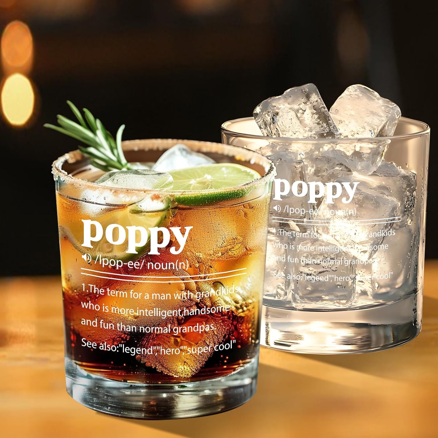 Poppy Definition Whiskey Glass, Grandpa Gifts for Men, Funny Poppy Gifts from Grandkids for Grandfather, Father's Day Birthday Christmas Gift for Grandfather New Grandpa, 10oz - Image 8