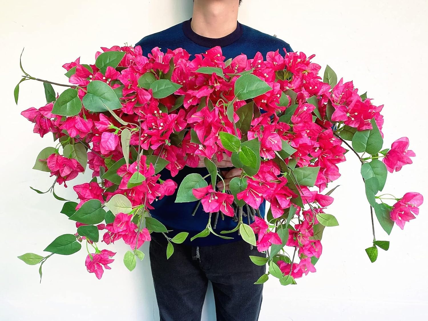 Pack of 20Pcs - Artificial Bougainvillea Flowers Silk Floral Stems Hanging Bougainvillea Vines for Wedding & Home Decoration, Table and Vase Decor - 30.5 inch (Hot Pink)