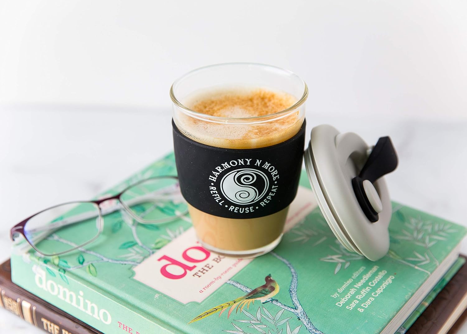 Reusable Glass Coffee - Tea cup - mug - 12 oz Borosilicate Glass - eco-friendly