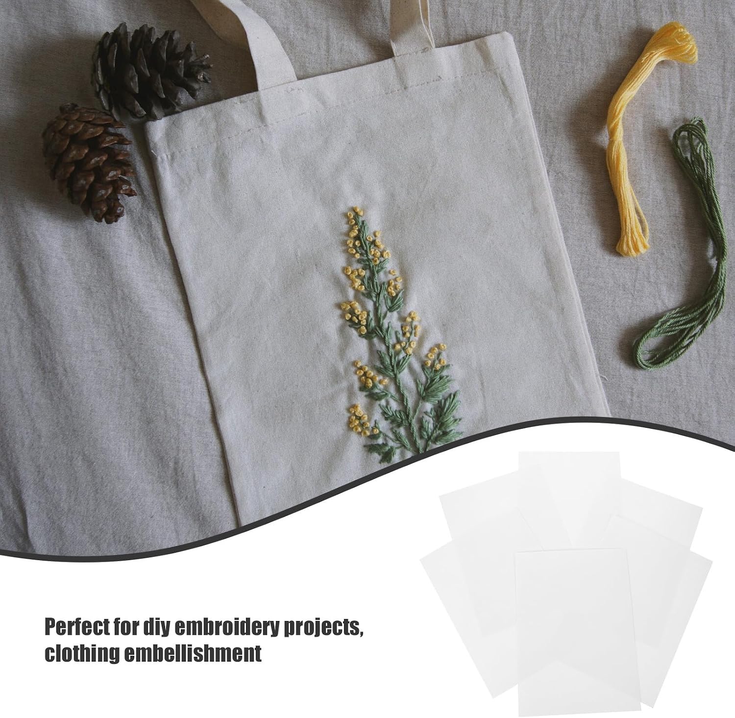 IDEANATEGRATE 6pcs Water Soluble Embroidery Stabilizer Sheets A5 14.8x21cm Printable Adhesive Backing for DIY Sewing Supplies Shirt Embroidery Backing Crafting