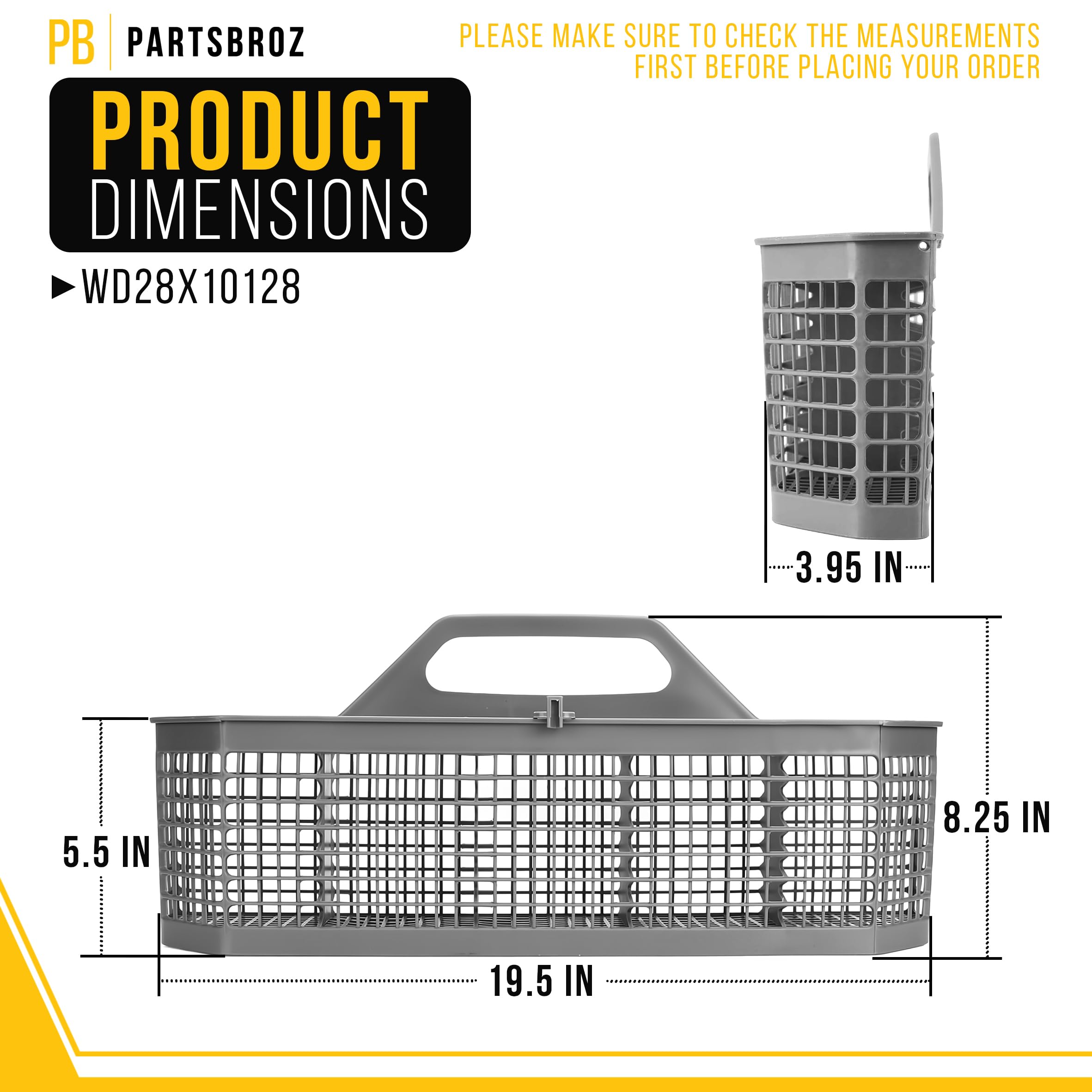 PartsBroz WD28X10128 - Cesta para cubiertos (compatible con lavavajillas GE - sustituye a 1088673, AH959351, EA959351, PS959351, WD28X10127, WD28X10132