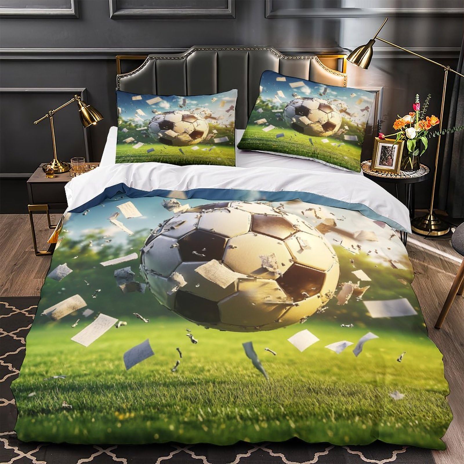 Housse de couette football 3D pour transformer la chambre d'un adolescent passionné de sport