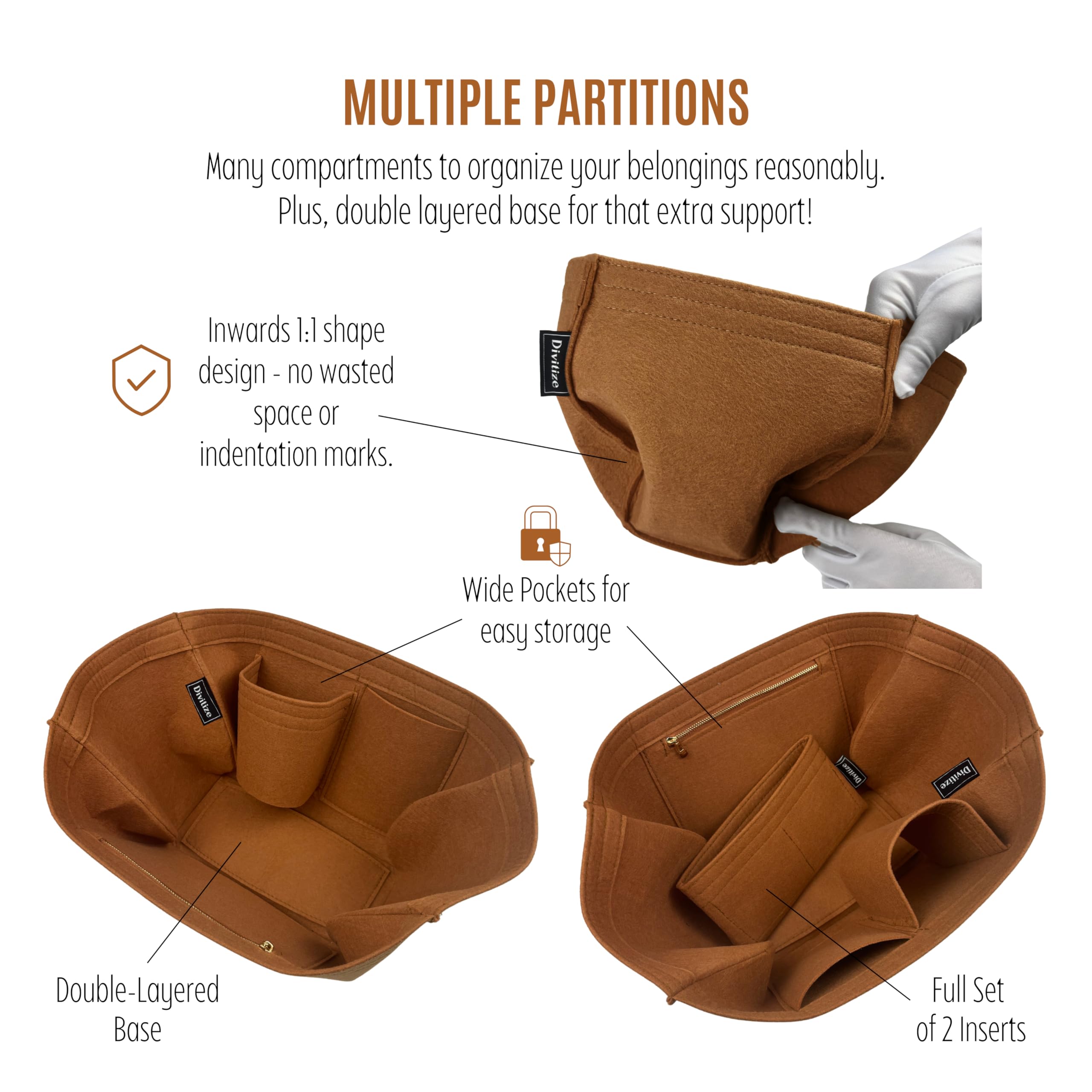 Divitize Premium Organizer kompatybilny z Cyme Mini/Large - w ręcznie robionym filcu, całkowite pokrycie, wzmocniona podstawa, wykonanie na zamówienie, 24+ kolorów (Sienna, dla Mini Cym*)
