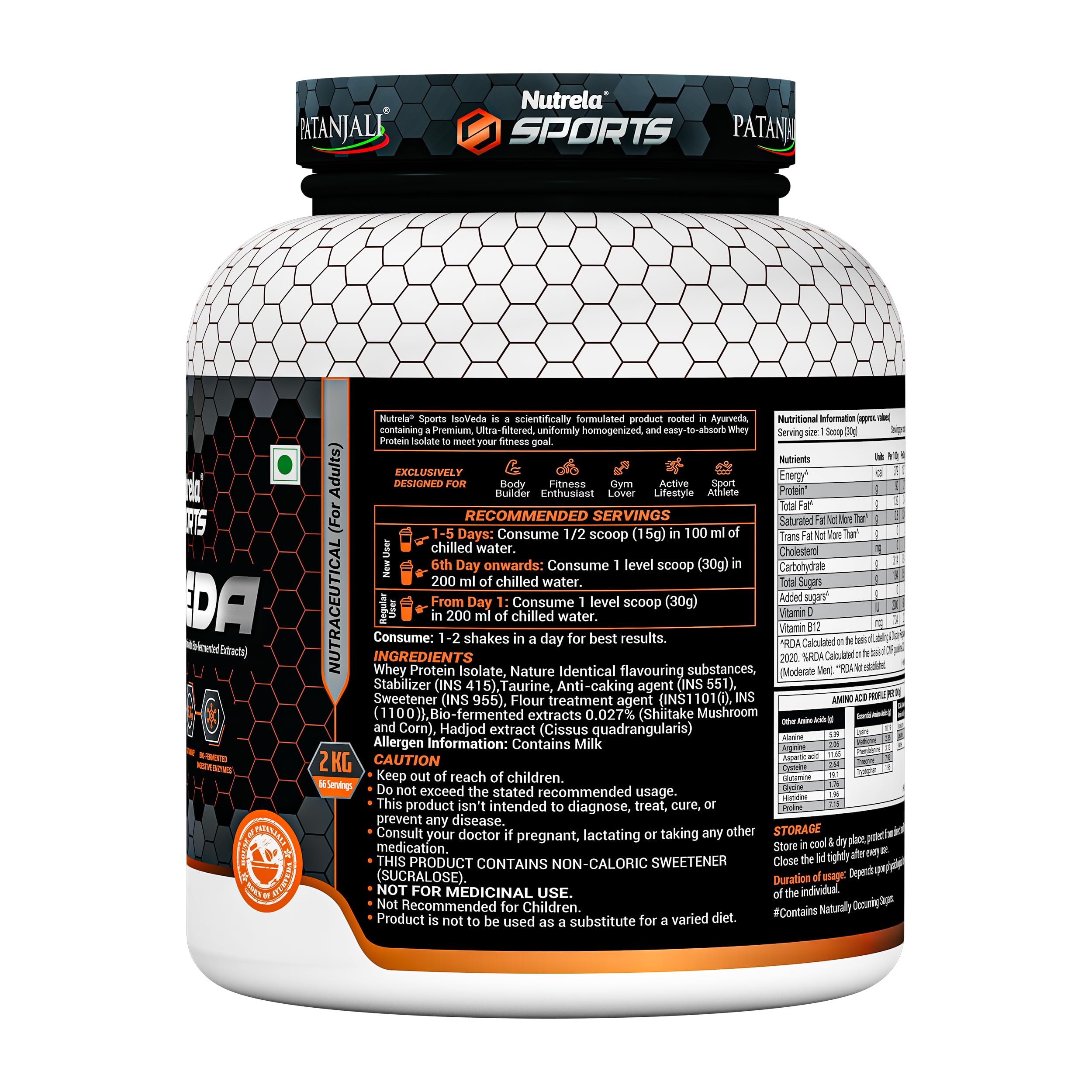 Nutrela Sports IsoVeda Whey Protein Combo - 2kg (Vanilla) & 100g Creatine Monohydrate — Amazon image 3