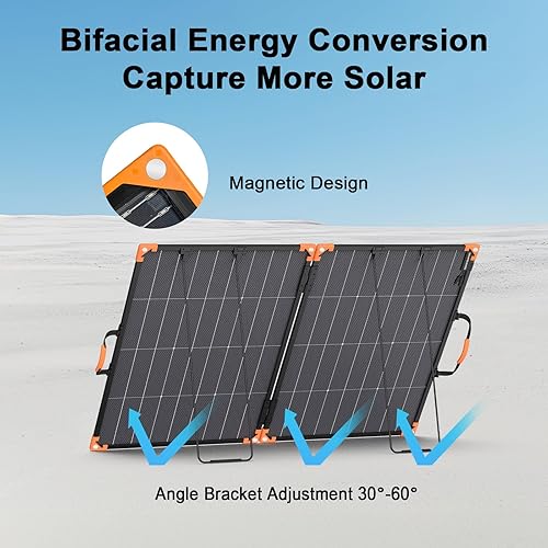 Miniatura 2 de Panel solar portátil de 200 W, cargador solar plegable para estación de energía portátil, 23.5% de eficiencia IP68 impermeable, salida de 20 V con 2