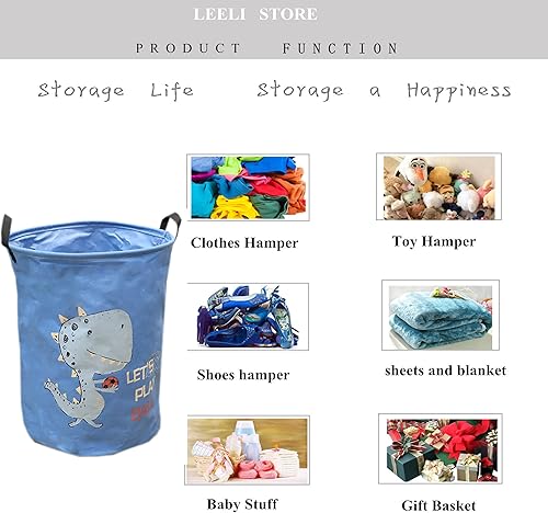 Miniatura 7 de LEELI Cesta de lavandería con asas plegable de lona, cesta de almacenamiento impermeable, organizador para el hogar, para guardería, ropa, juguetes,