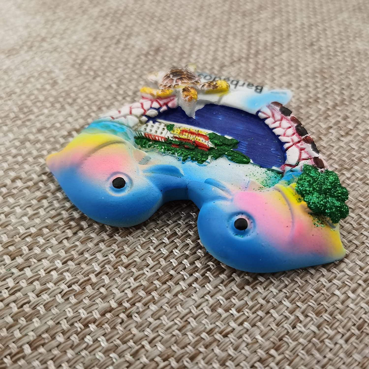 Calamita da frigorifero 3D con delfini delle Barbados, regalo ricordo, fatto a mano, decorazione per la casa e la cucina, collezione Barbados
