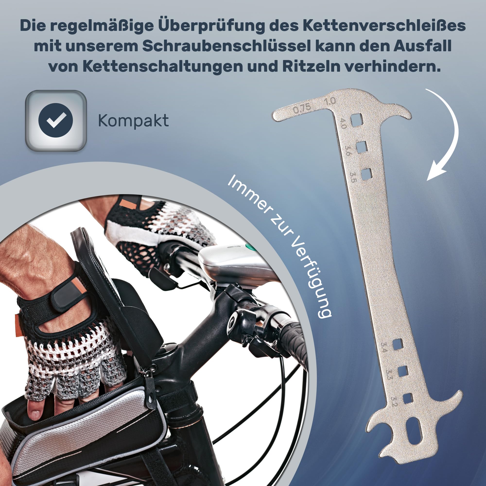 rennrad verschleiß Optio Cycle Kettenlehre Fahrrad – Kettenmesslehre Fahrradkette 7–12 Fach | Fahrrad Kettenprüfer & Chain Checker für MTB, Rennrad, E-Bike Wheel:FSR V2 Steering Wheel Dm Handschuhe Schwarz kaufen? BF SALE
