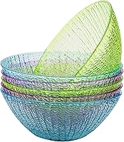 Frcctre 6-Pack 93oz Neon Plastic Mixing Serving Bowls - Large 10" Salad Snack Party Bowls, Stackable BPA-Free