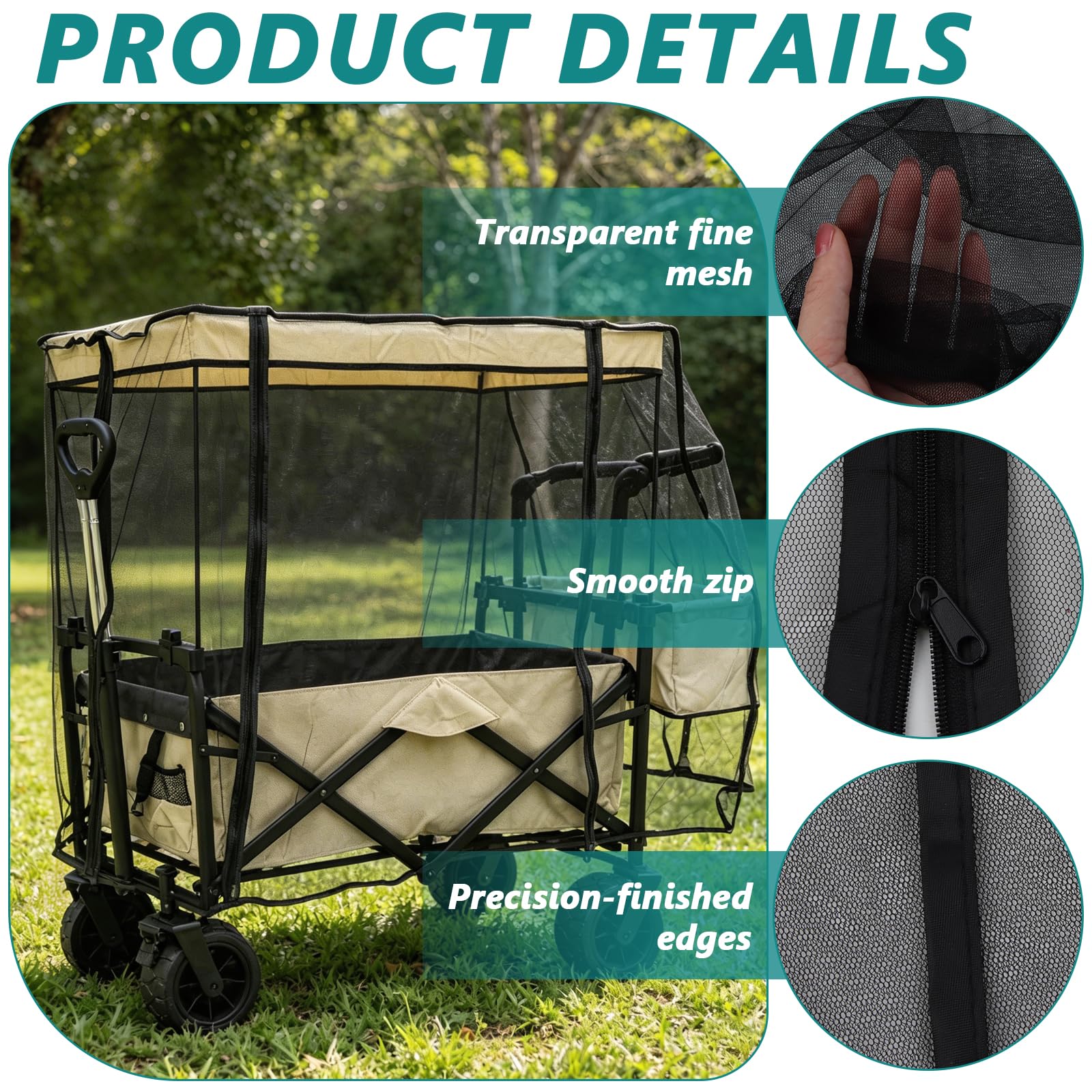 Mosquitera para Carretilla, Mosquitera para Carro Bebe Universal para Paseos, Excursiones de Acampada y Picnics(110 x 75 x 51cm)