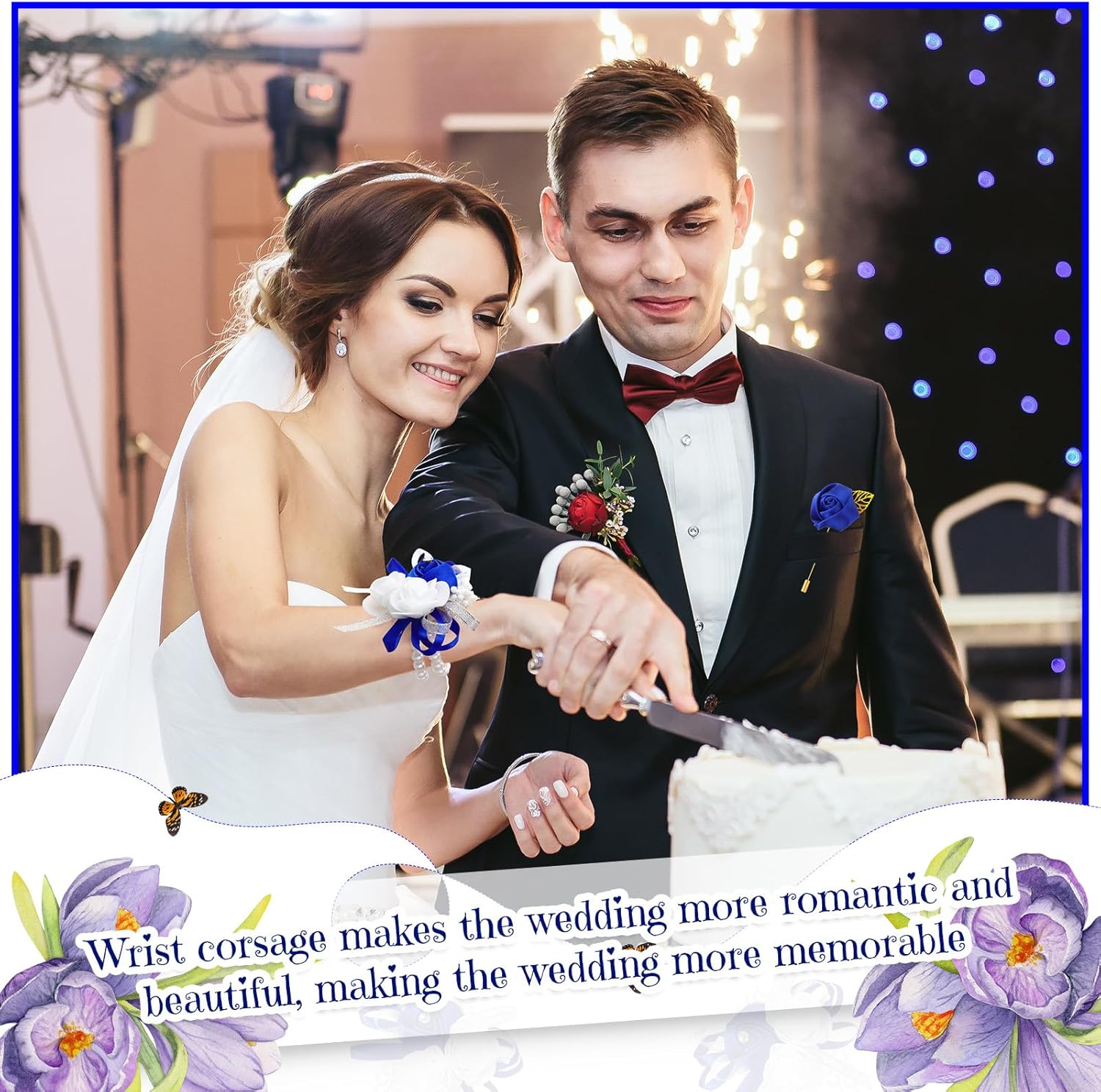 Tigeen 24 Pcs Wrist Corsage and Men's Boutonniere Set for Wedding Wristlet Corsage Hand Flower for Mother of Bride, Bridal, Bridesmaid Suit Decorations (Royal Blue) - Image 5