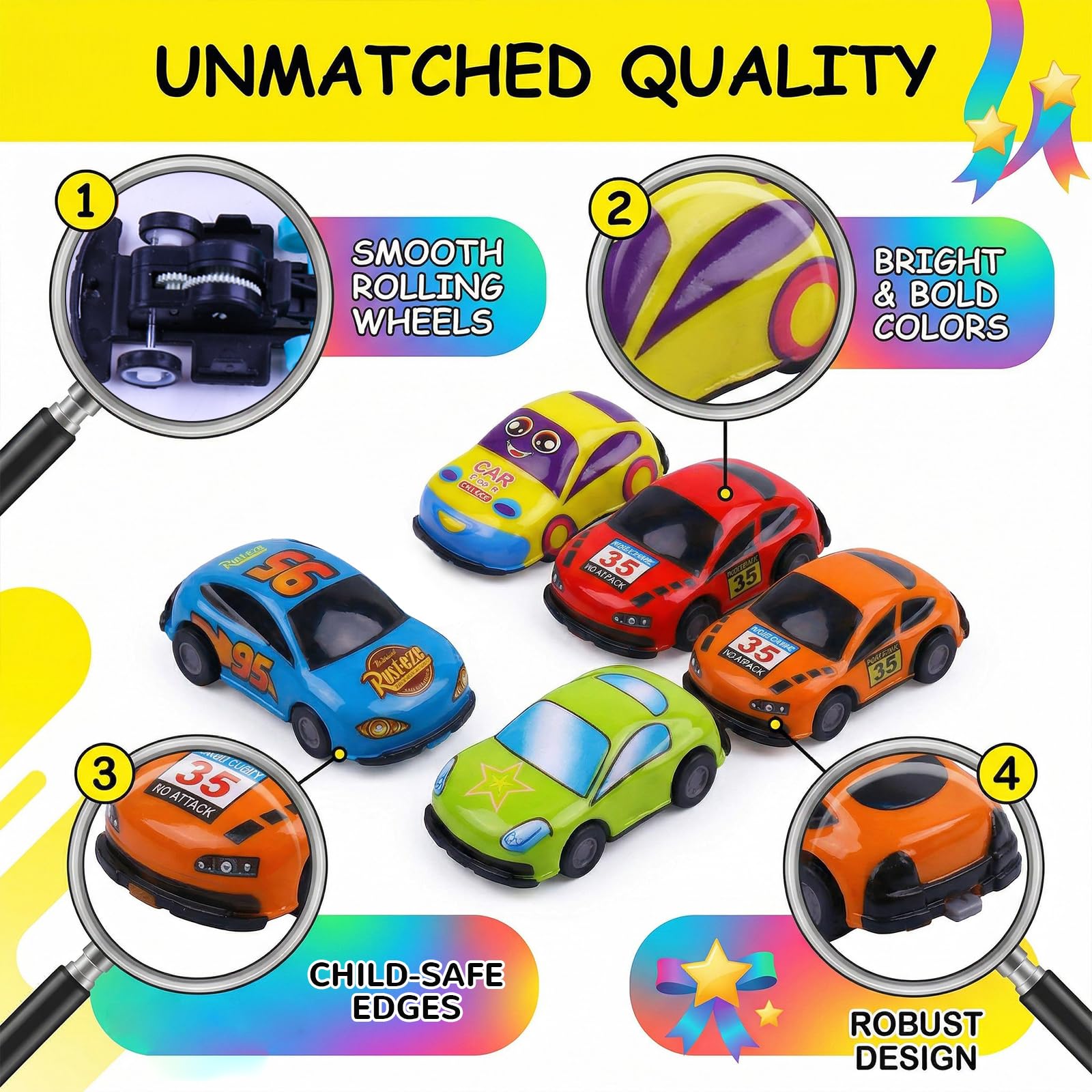 NiceNaiils 24 Pack Coches para Niños, Mini Racers Cars Juguetes, Micromachines de Retroceso de Metal, Juguete Coche de Carreras 3~9 Años, Cumpleaños Regalos — view 6