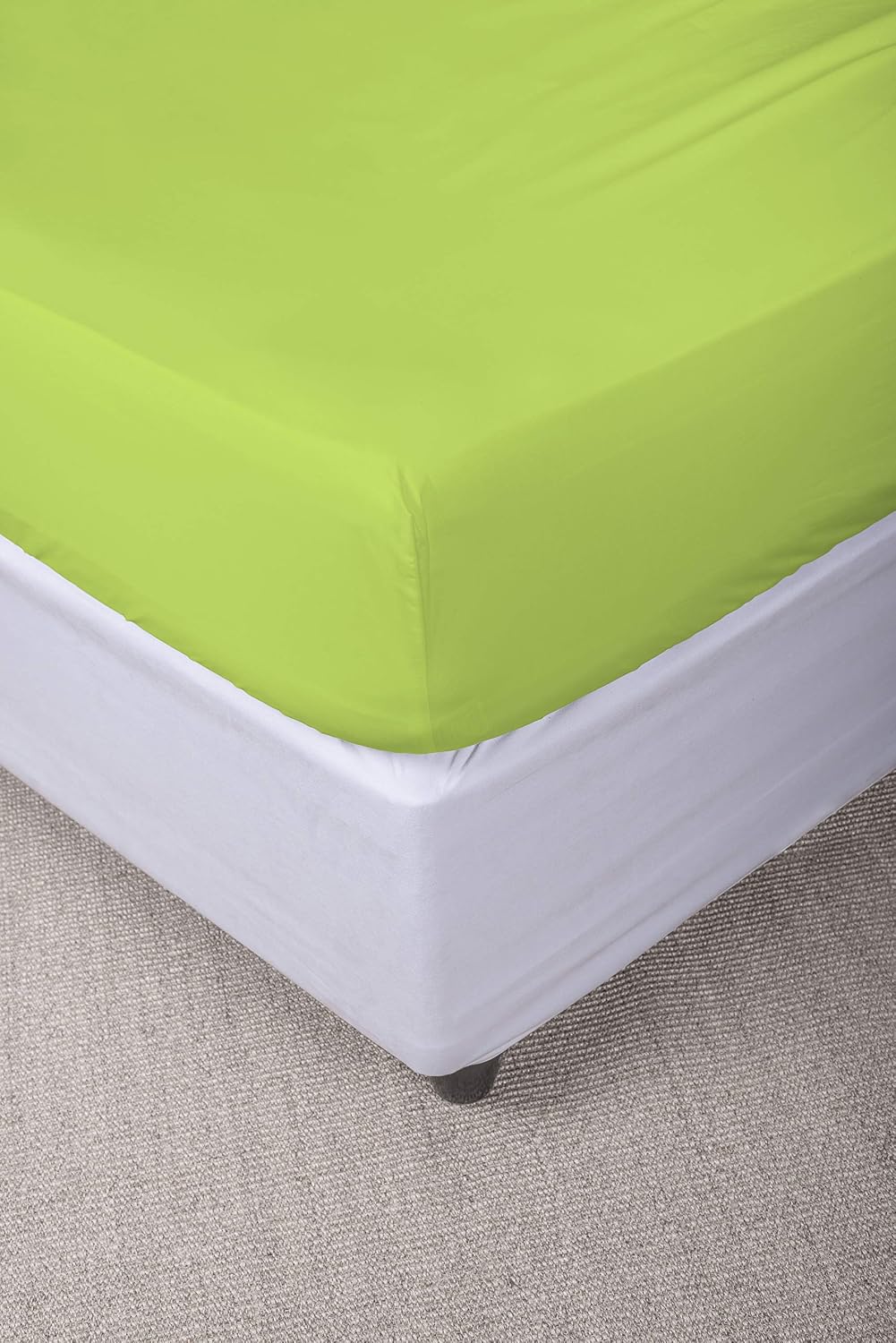 Sogni e Capricci Max Color Fitted Sheet with 25cm Corner, Acid Green, french size small double - Image 3