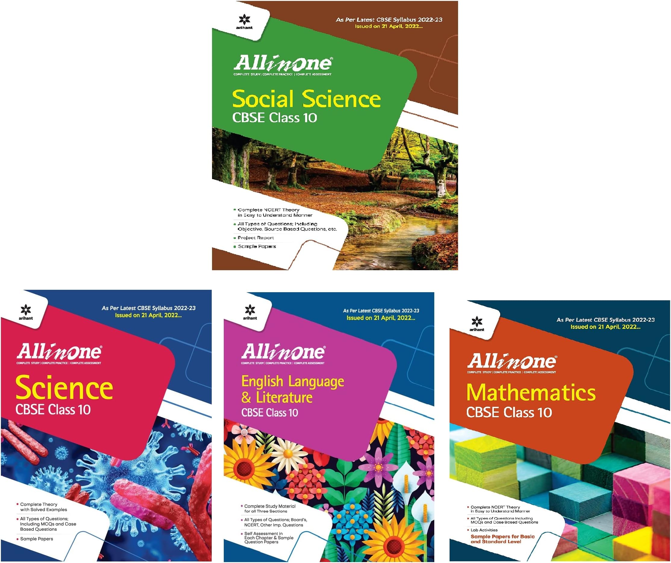 CBSE All In One Class 10 Set Of 4 Books 2022-23 Edition (As per latest CBSE Syllabus issued on 21 April 2022) (Science, Social science, Maths & English) [Paperback] Rashmi Gupta Sonal Singh ,Ruchi Kapoor,Imran Ahmad , Sanubai; Vaishali Jaiswal & Dolly Jain; Brijesh Dwivedi Er. Prem Kumar & Jitender Gupta and Farah Sultan & Madhumita Pattrea