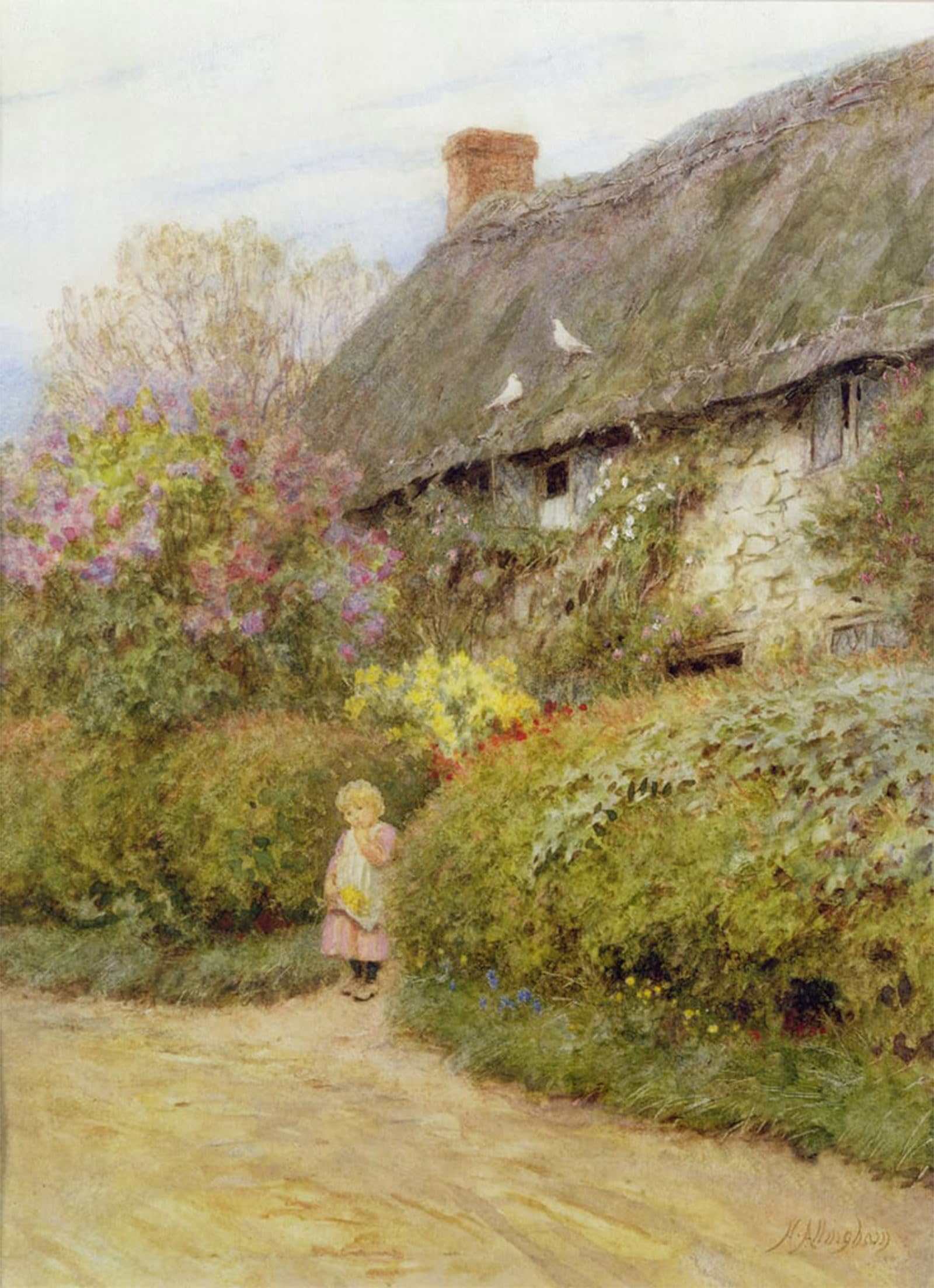ARTXLXXBN Famous Painting Canvas Artwork Graffiti Print Freshwater Cottage by Helen Allingham Portrait Canvas Image for Home Decor 60x90cm