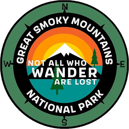 Miniatura 6 de Great Smoky Mountains National Park, Carolina del Norte, Not All Who Wander - Calcomanía de 3.5 pulgadas para ventana de coche, camión, calcomanía