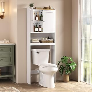 VASAGLE Over the Toilet Storage Cabinet, Doors, Adjustable Shelves, 24.6''W