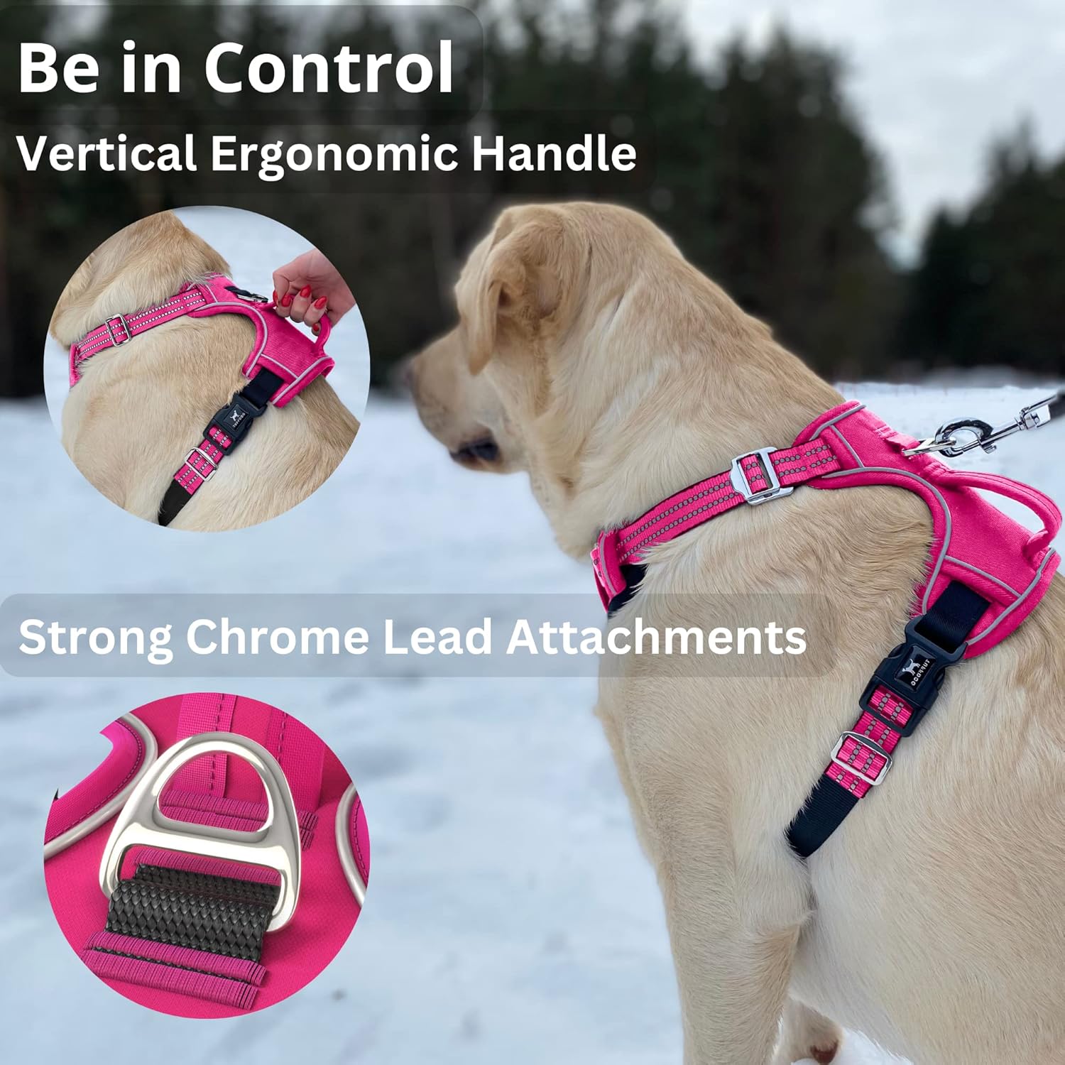 TUFFDOG Easy-Fit Dog Harness Dog, Fast Release Neck Clip, Premium Padded Reflective No Pull Harness with Control Handle - Image 5