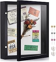 SPESFUTA 8x10 Black Deep Shadow Box Frame with Magnetic Door, Real Glass & Linen Backing for Flowers, Photos, Memorabilia Display