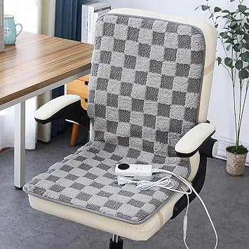 Heated Seat Cushion, Heated Chair Pad, Heated Office Chair Cushion with Backrest, Winter Heated Seat Cushion with 6-Temperature Control & 4 Timer, Heating Pad for Office Chair, Home EtcGray