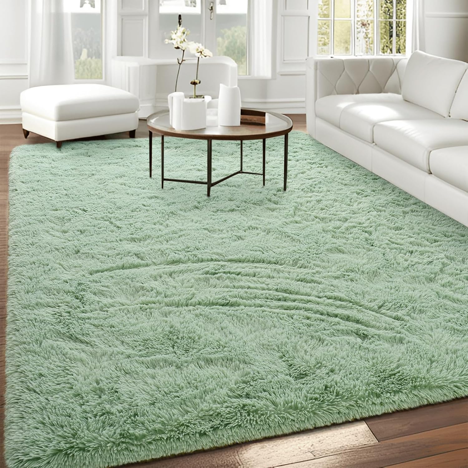 Super Soft Area Rugs for Bedroom Living Room, 4x6 ft Green Fluffy Rug Carpets for Girls Kids Room, Shaggy Fuzzy Indoor Modern Plush Rugs for Nursery Dorm Home Decor, Green 4x6 Feet Green