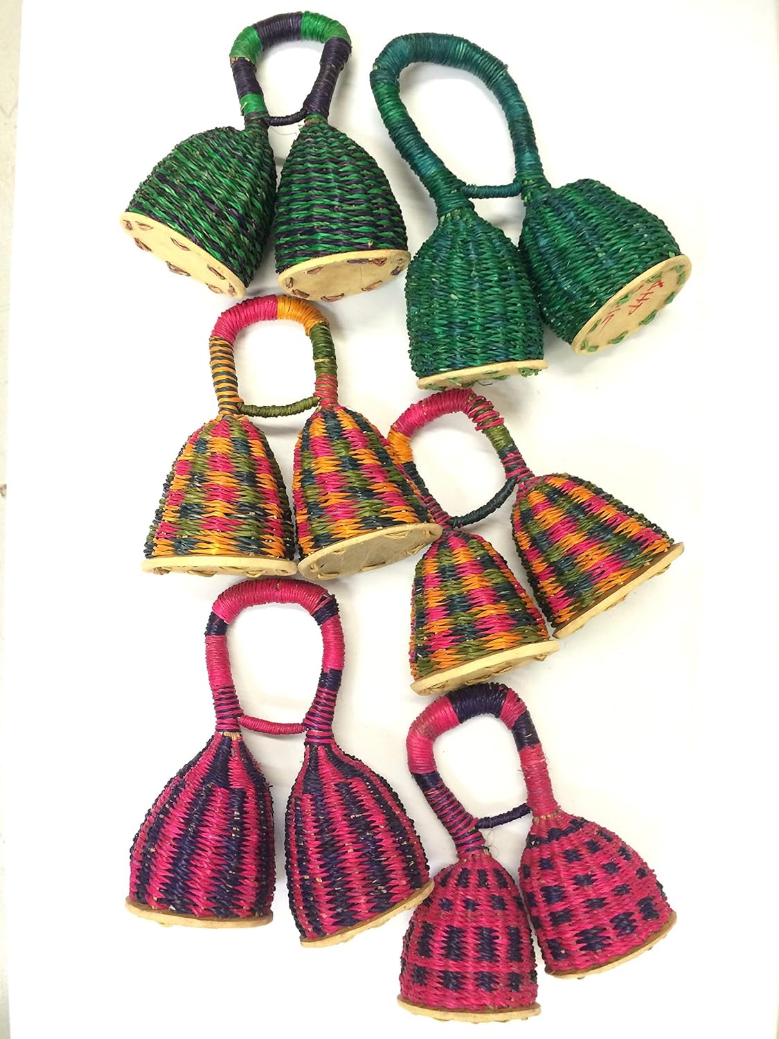 Africa Heartwood Project African Double Woven Seed Caxixi Basket Shakers - Seed Shakers from Ghana - 5-6" Tall, 3-4" round, 3-4" handle - Matching Pair