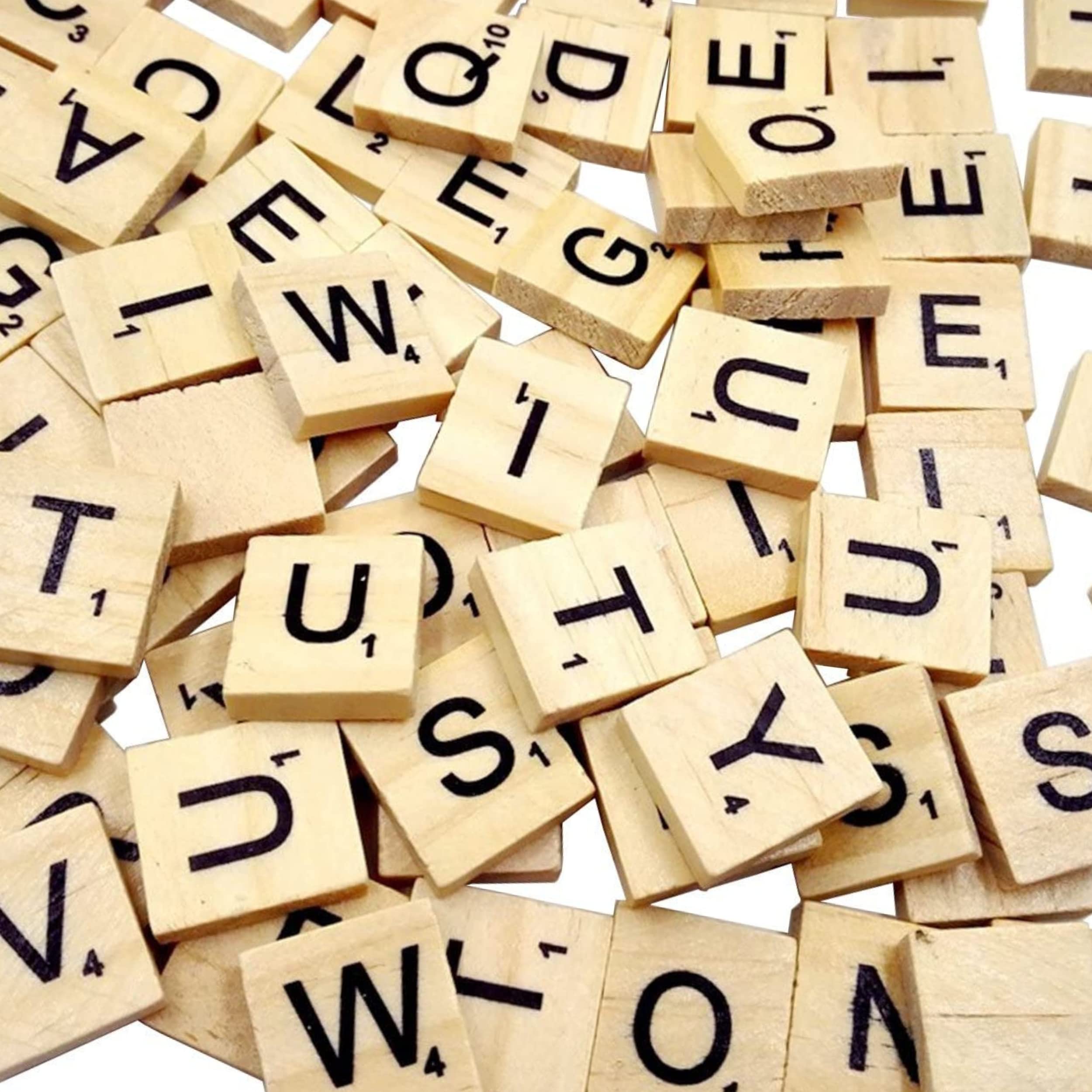 Glamified Pack of 100 - P Scrabble Tiles - Same Letters Bags -WOODEN SCRABBLE TILES BLACK LETTERS NUMBERS FOR CRAFTS WOOD ALPHABETS (Letter P, Pack of 100 Tiles) - Image 3