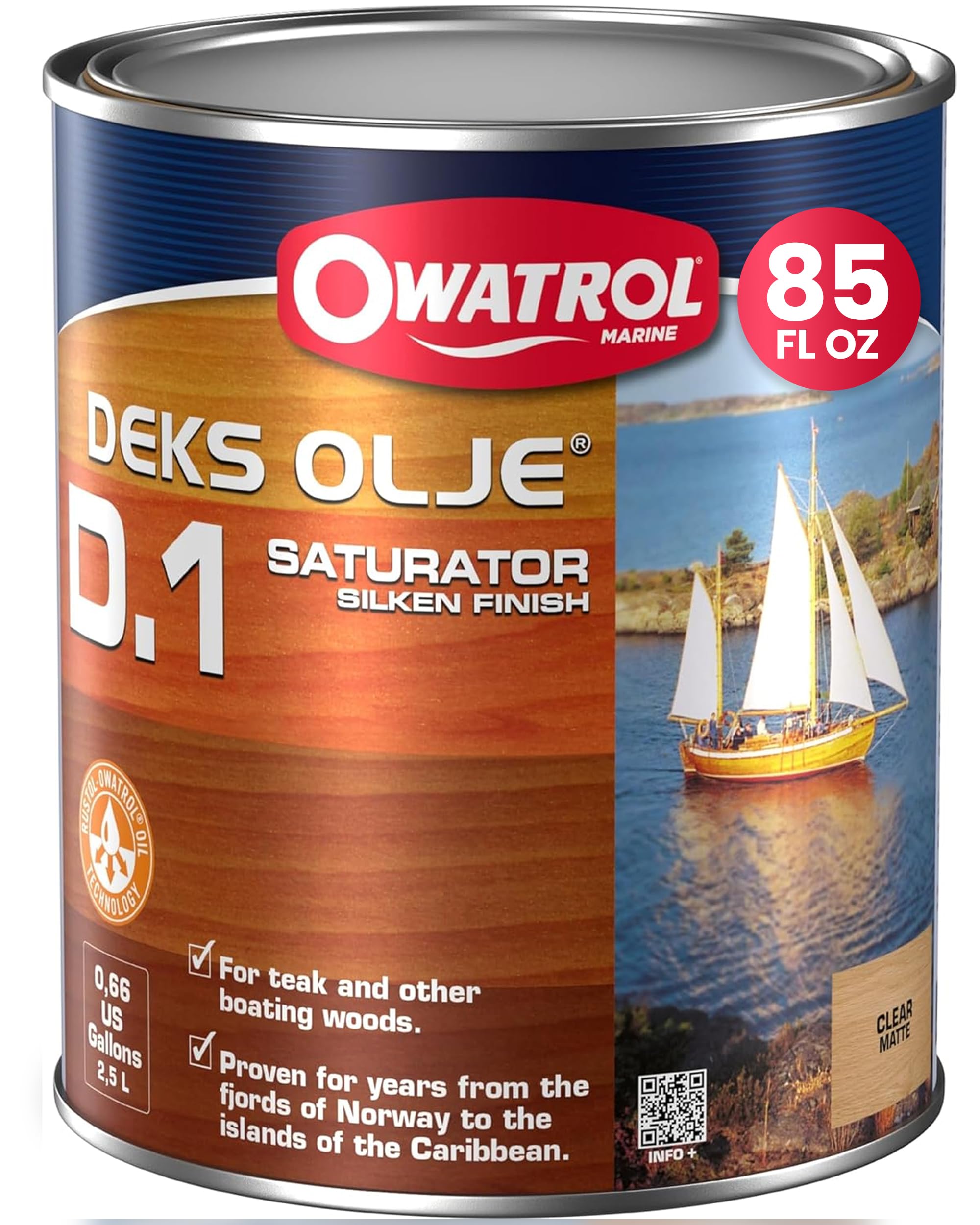 Owatrol Transparent Deks Olje D1 - Saturating Wood Oil With A Clear Matt Finish - 2.5L