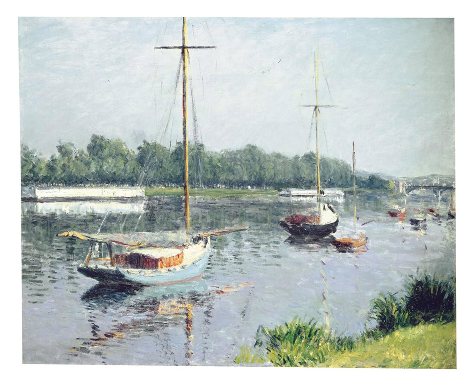 ARTXLXXBN Famous Painting Canvas Artwork Graffiti Print The Argenteuil Basin by Gustave Caillebotte Portrait Canvas Image for Home Decor 60x90cm