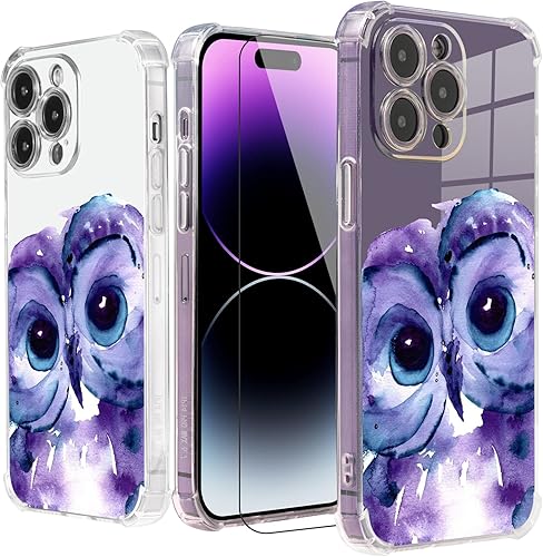 Roemary Buffertech - Funda protectora de TPU suave para iPhone 11 de 6.1 pulgadas con diseño de animales de búho, diseño de acuarela con protector