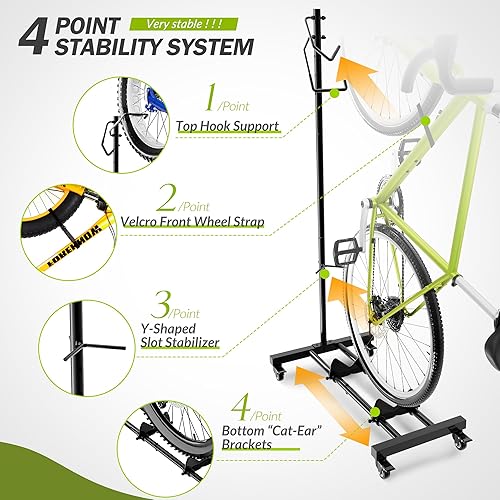 Miniatura 2 de Soporte vertical para bicicleta, vertical y horizontal, altura ajustable, estante de almacenamiento de bicicletas para apartamento, estante de