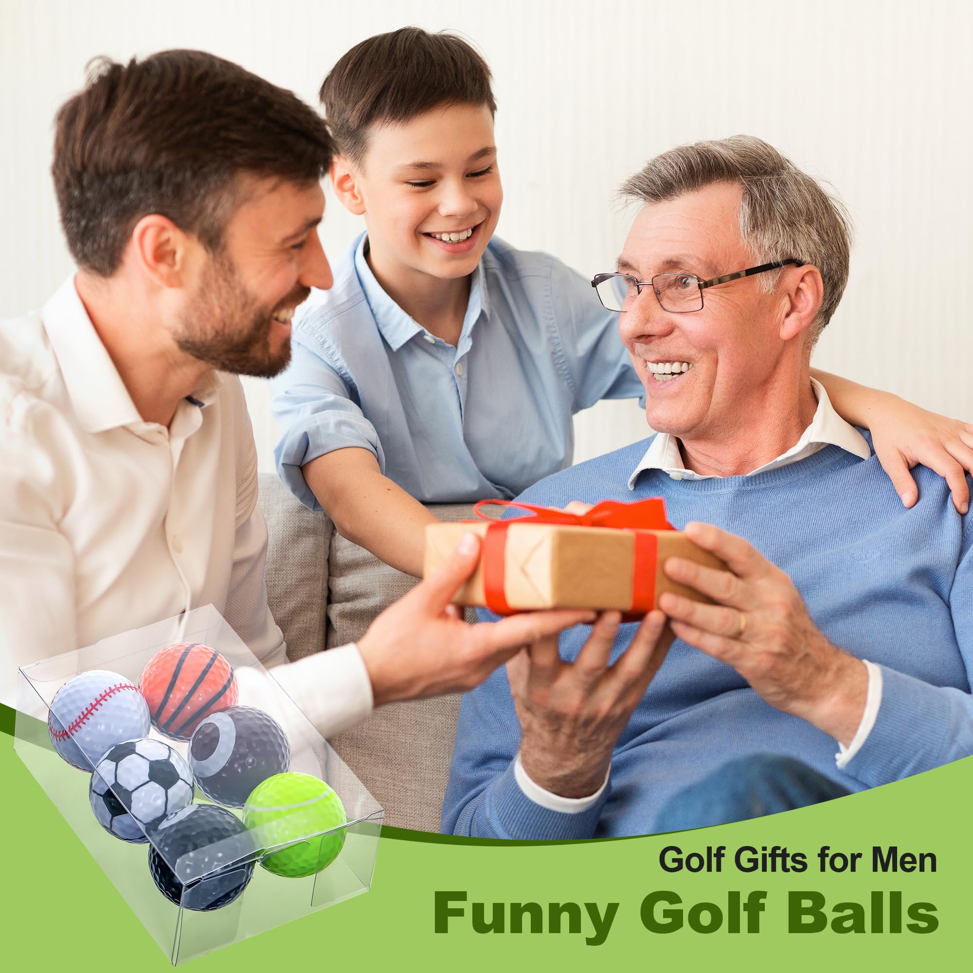 Bolas de Golf Divertidas con Cubierta de Resina y Núcleo de Goma, Regalos para Golfistas