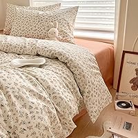 Vista 262 de 3 piezas de juego de funda de edredón tamaño individual XL, funda de edredón blanca con estampado floral azul, ropa de cama coquette de algodón