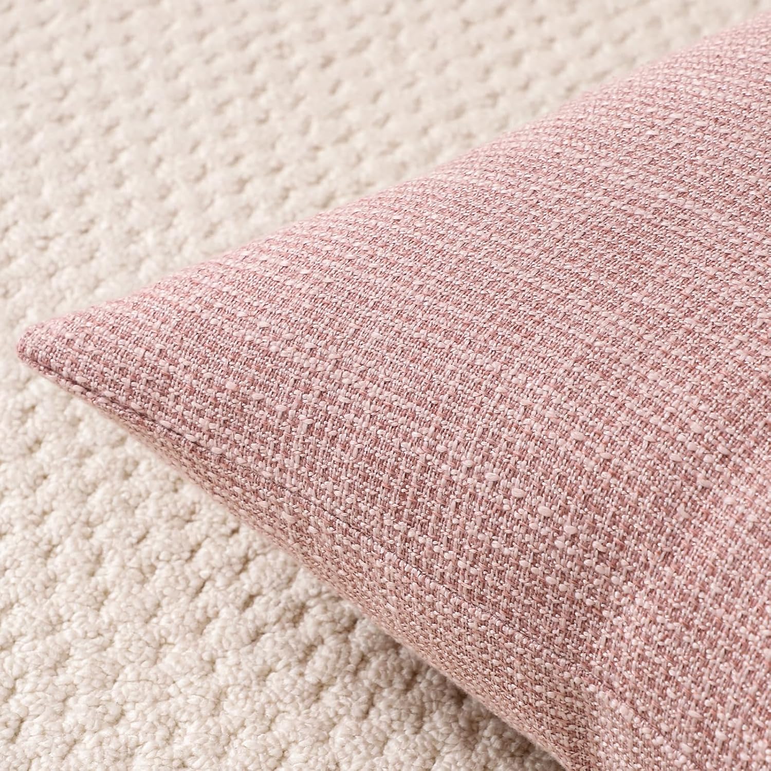 OTOSTAR Linen Throw Pillow Covers Set of 2 Decorative Square Pillowcases Cushion Covers 28x28 Inch for Home Decor Sofa Bedroom Car 70 x 70 CM Pink