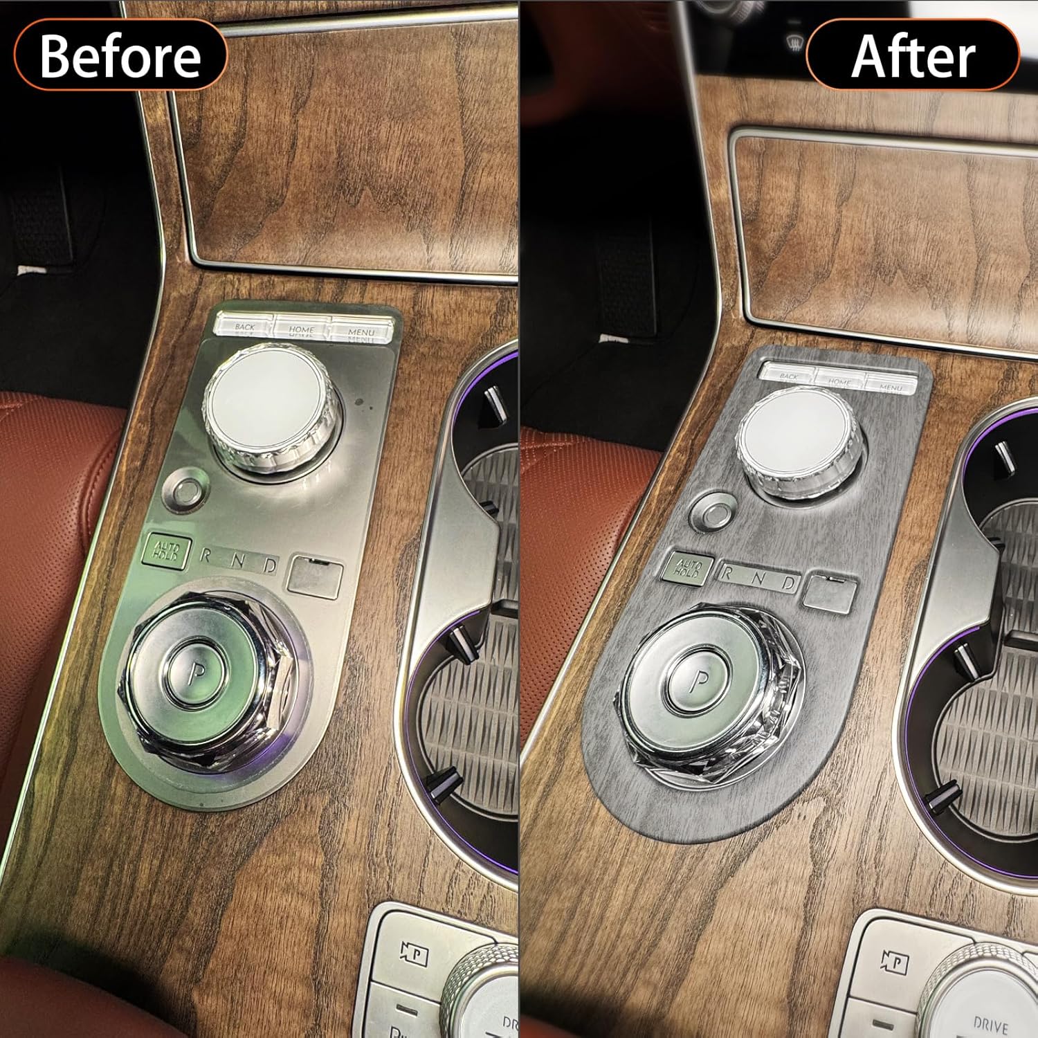 YOUTOOCAR Gear Shift Panel Cover Trim Compatible with Genesis GV80 2025 Accessories (Wood Grain, B)