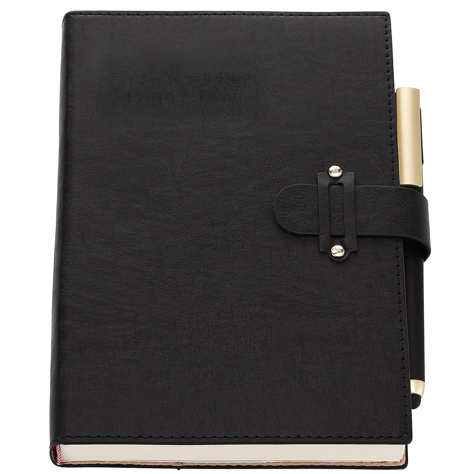 Mljtoyo Academic Diary 2025-2026,Mid Year Diary Planner 25 26 A5 Page a Day, Hardcover Appointment from Jul.2025-Jun. 2026 with Pen, Stickers,Notes,Black 07 2025-06 2026