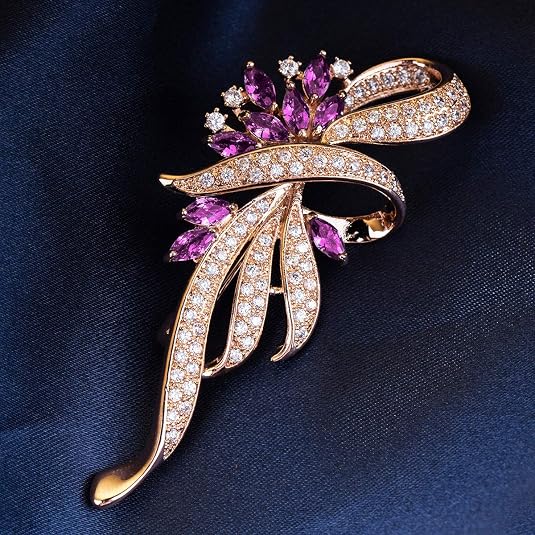 Merdia Created Crystal Vintage Flower Brooch