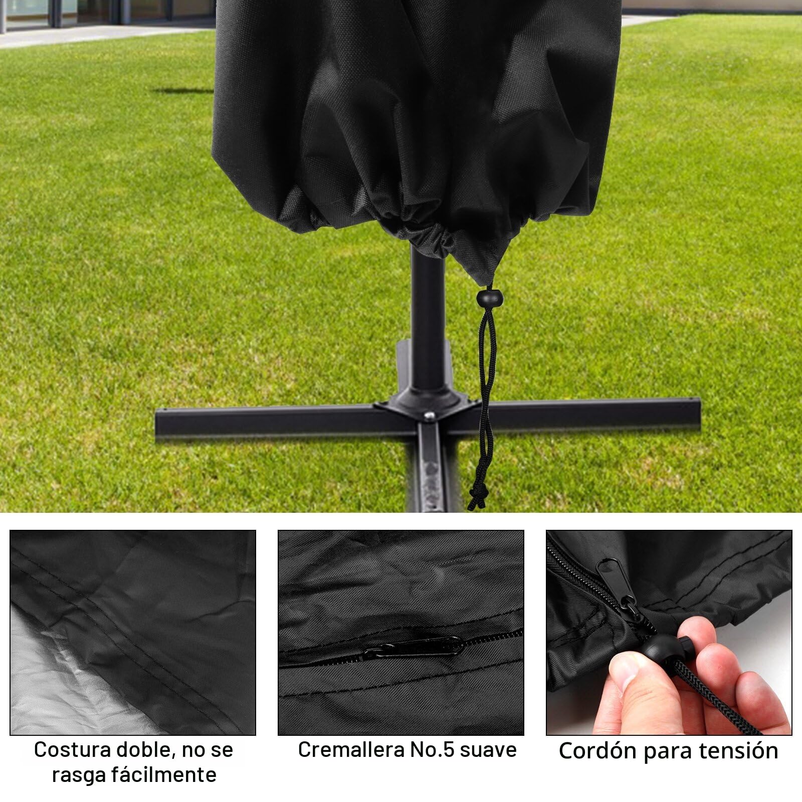 VORHOT Funda Sombrilla Playa para Sombrilla Ø 1-3m, 210D Oxford-Tela Funda Protectora con Varilla, Impermeable Anti-UV Cover para Sombrilla Terraza Exterior Parasol Jardin, 190 x 30/50CM