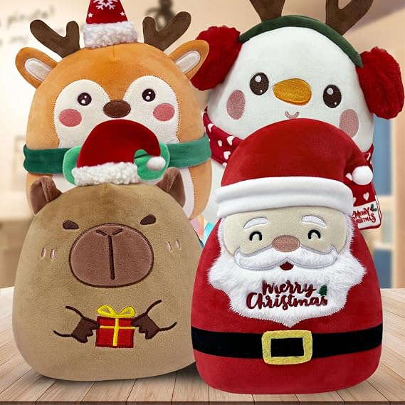 COSORO 9.8 Inch Christmas Plush Toy Capybara, Soft Plush Toy, Cute Cuddly Toy, Rag Doll, Plush Cushion Toy for Christmas Decoration, Christmas Capybara Dolls Plush Toy