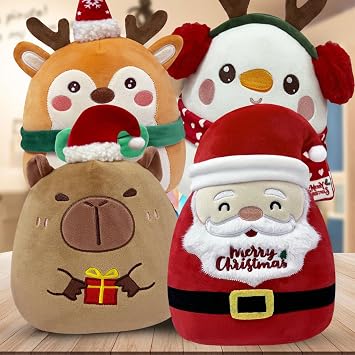 COSORO 9.8 Inch Christmas Plush Toy Capybara, Soft Plush Toy, Cute Cuddly Toy, Rag Doll, Plush Cushion Toy for Christmas Decoration, Christmas Capybara Dolls Plush Toy