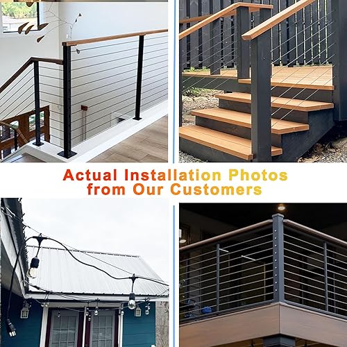 Miniatura 4 de Steel DN Mate Cuerda de alambre negra de 400 pies y 18 pulgadas, cable de acero inoxidable de grado marino T316L para sistema de barandilla de cable