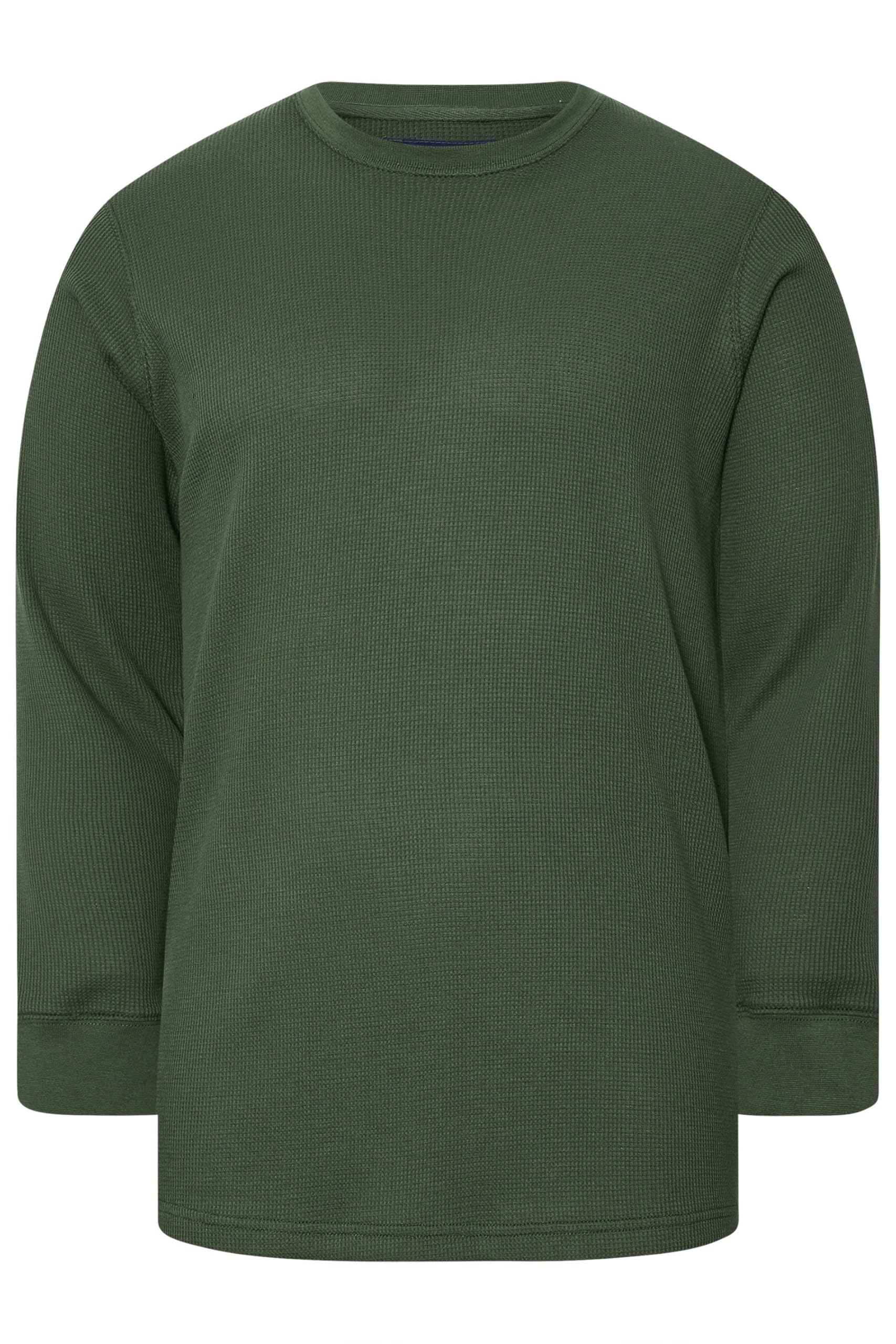 Badrhino Men's Light Khaki Waffle Long Sleeve T-Shirt 4XL