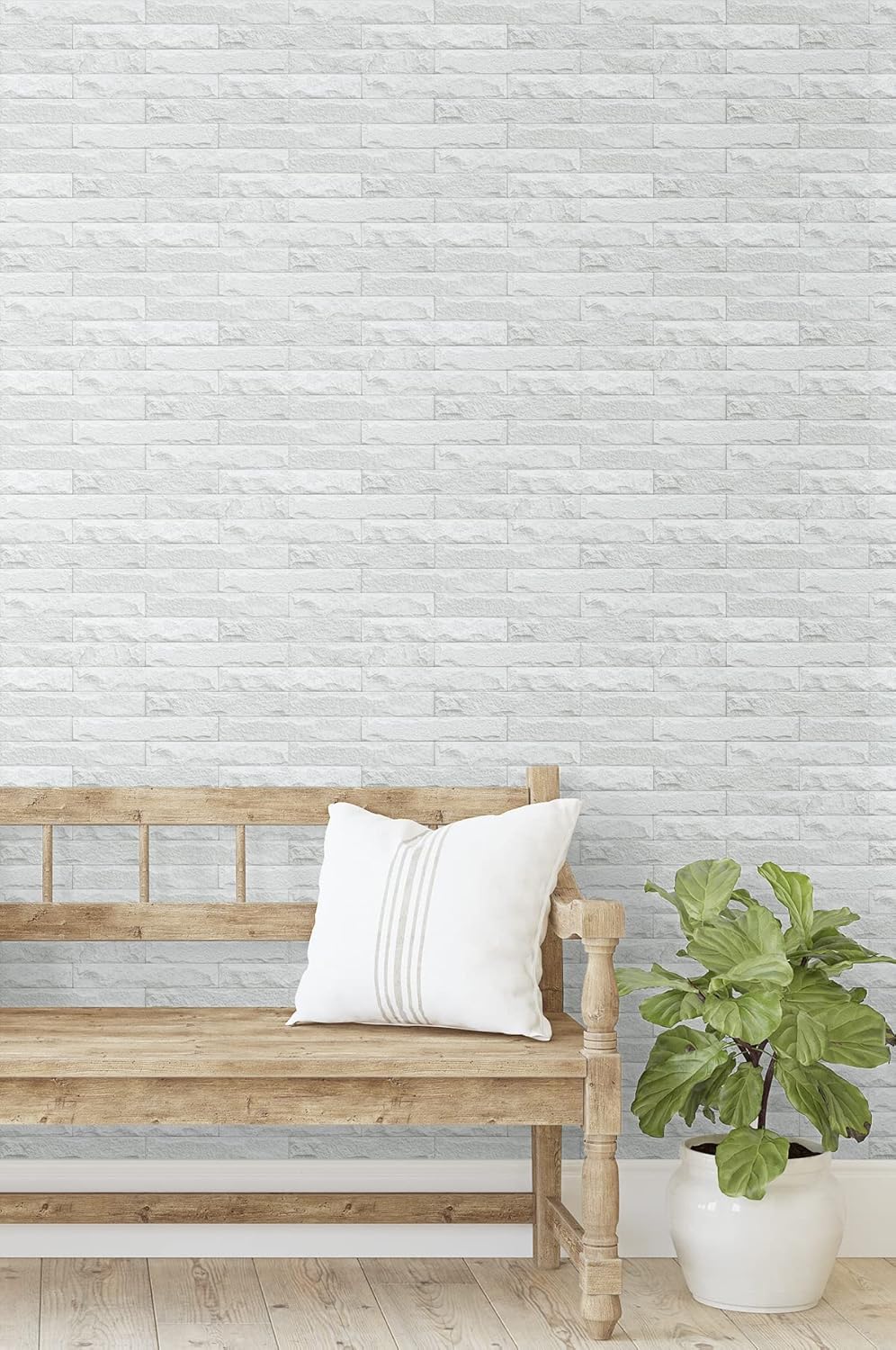 NextWall Faux Limestone Brick Peel and Stick Wallpaper