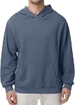 Men’s Hooded Sweatshirt – Lightweight Cotton Pullover Hoodie, Solid Color Long Sleeve for Casual and Layering