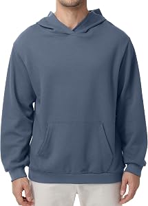 Men’s Hooded Sweatshirt – Lightweight Cotton Pullover Hoodie, Solid Color Long Sleeve for Casual and Layering