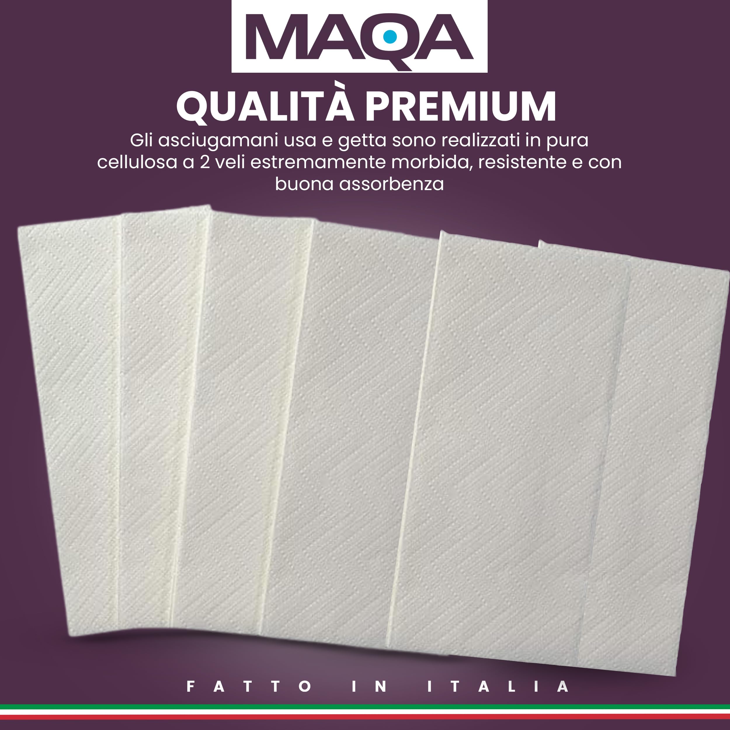 MAQA Toallas de Papel Desechables 3750 Toallas de Papel plegadas en Z de celulosa Pura, 2 Capas (25 Juegos de 150) | Biodegradables y Resistentes | Toallas de Papel Blancas para dispensadores