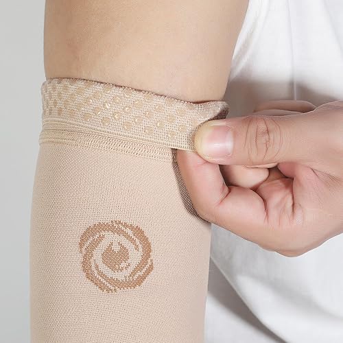 Miniatura 7 de NURCOM Manga de compresión médica para hombres y mujeres, paquete de 2, sin silicona, soporte de brazo completo suave de 20-30 mmHg para linfedema,